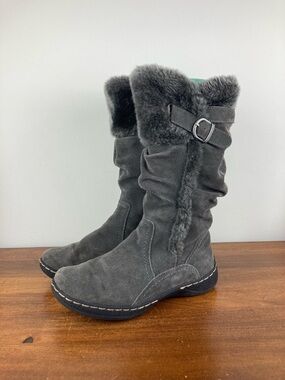 Baretraps Emilse Suede Leather Gray Faux Fur Snow Winter Boots Women’s Size 8M.